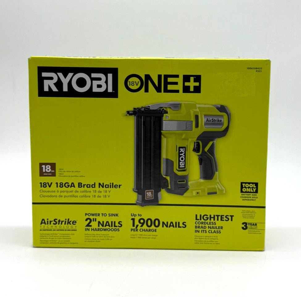 RYOBI P321 18V ONE+ Airstrike 18-Gauge Cordless Brad Nailer